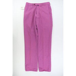 BUGATCHI Uomo Pants Mens 32 Linen Blend Stretch Regular Fit Pink 31 x 34.5